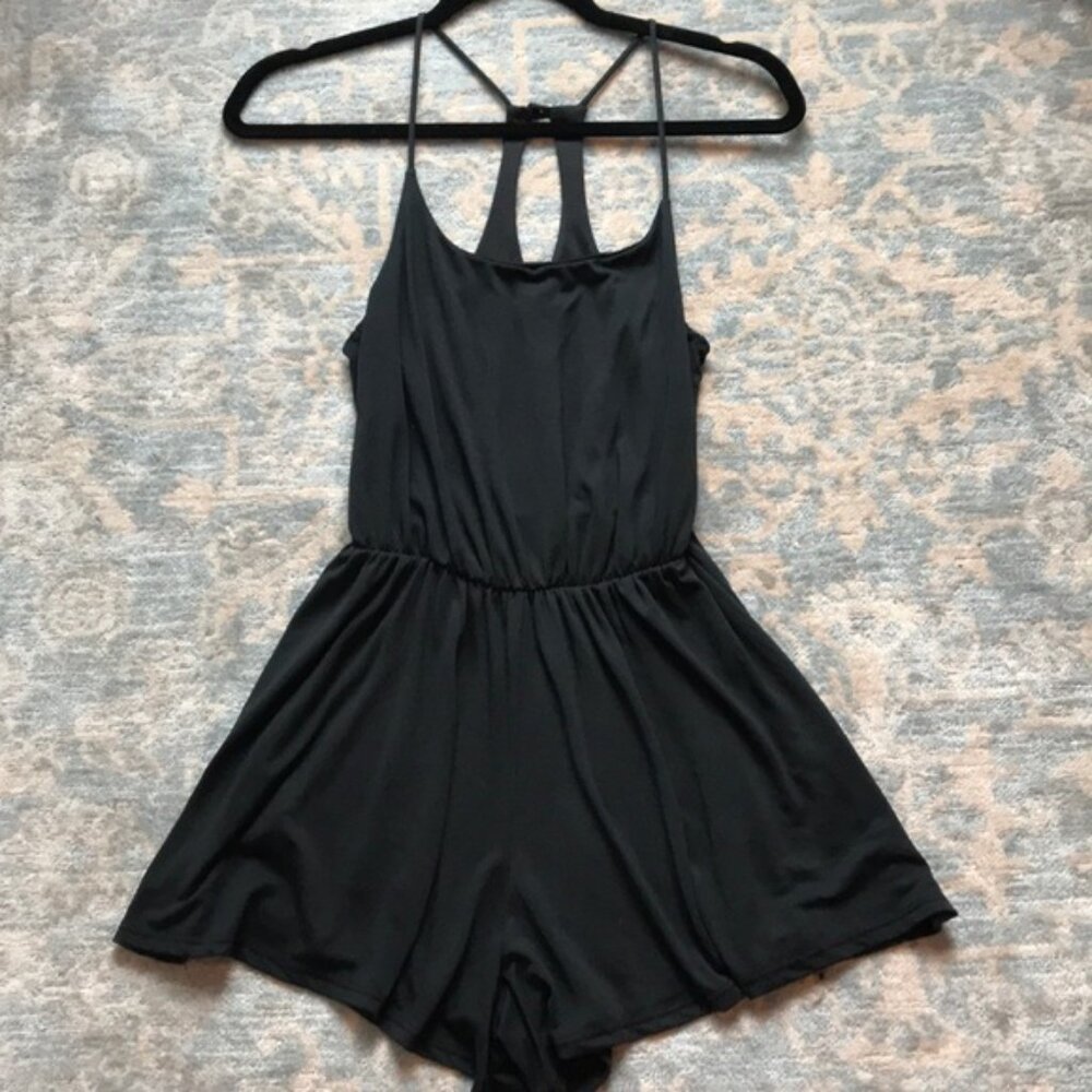 Mikey & Joey Romper Shorts Racerback Spaghetti Straps Sleeveless Black Comfy S